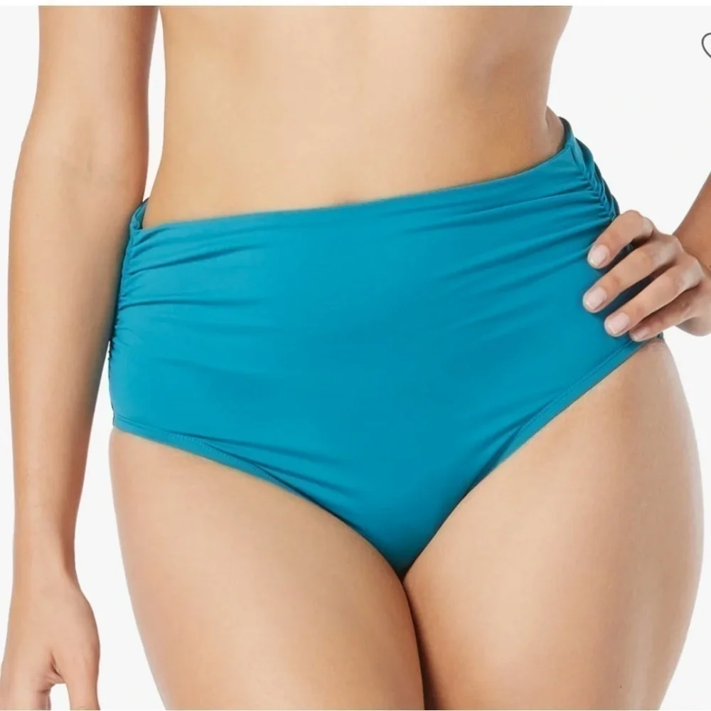 Coco Reef Classic Solids Impulse Rollover Bikini Swim Bottom Blue teal cove